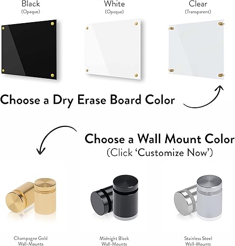 Miniatura 6 de Se envía al día siguiente, fabricado en Estados Unidos, pizarra acrílica de borrado en seco, no magnética, pizarra blanca sin marco para colgar,