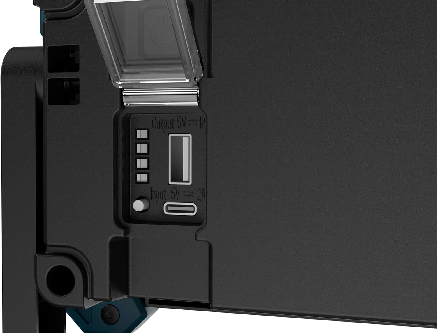 USB-C charging port and battery indicator lights
