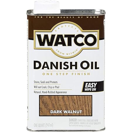Watco 242220 Danish Oil Wood Finish, Low VOC, Quart, Dark Walnut