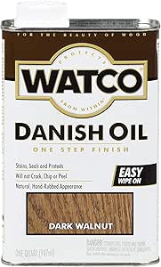 Watco 242220 Danish Oil Wood Finish, Low VOC, Quart, Dark Walnut