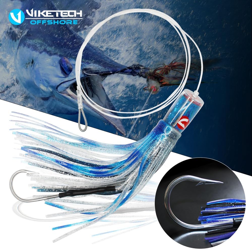 VIKETECH 9’’ 4oz Resin Saltwater Fishing Trolling Lure for Tuna Mahi Mahi Marlin Wahoo Sailfish Dolphin Lures Deep Sea Offshore Big Game Included Mesh Bag