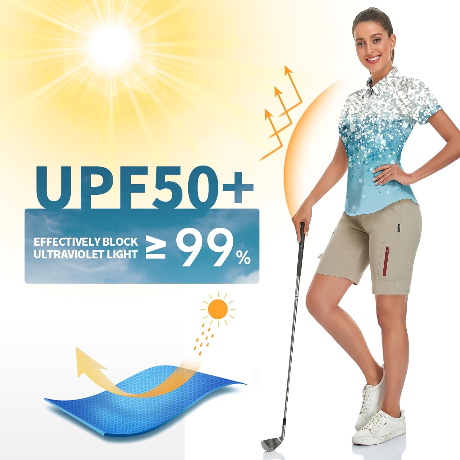 Women's Golf Shirt Short Sleeve Tennis Shirt Quarter Zip Golf Pullover Golf Polo Shirts Argyle Tops - Image 3