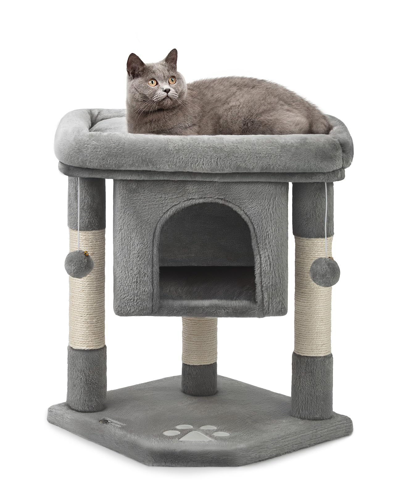 lionto Árbol rascador para Gatos Altura 60 cm, Gris Oscuro