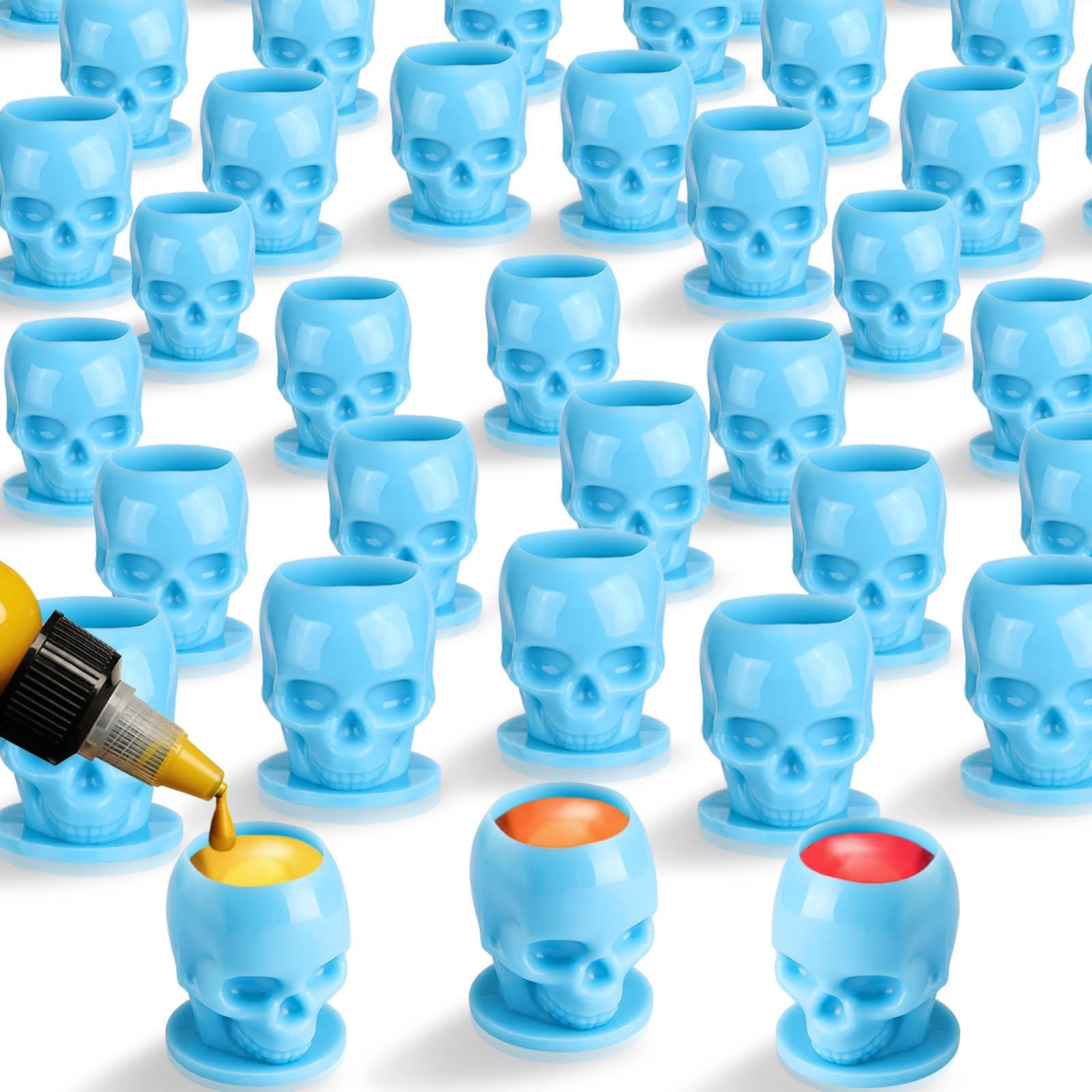 Noverlife 200PCS Disposable Skull Tattoo Ink Cups with Base