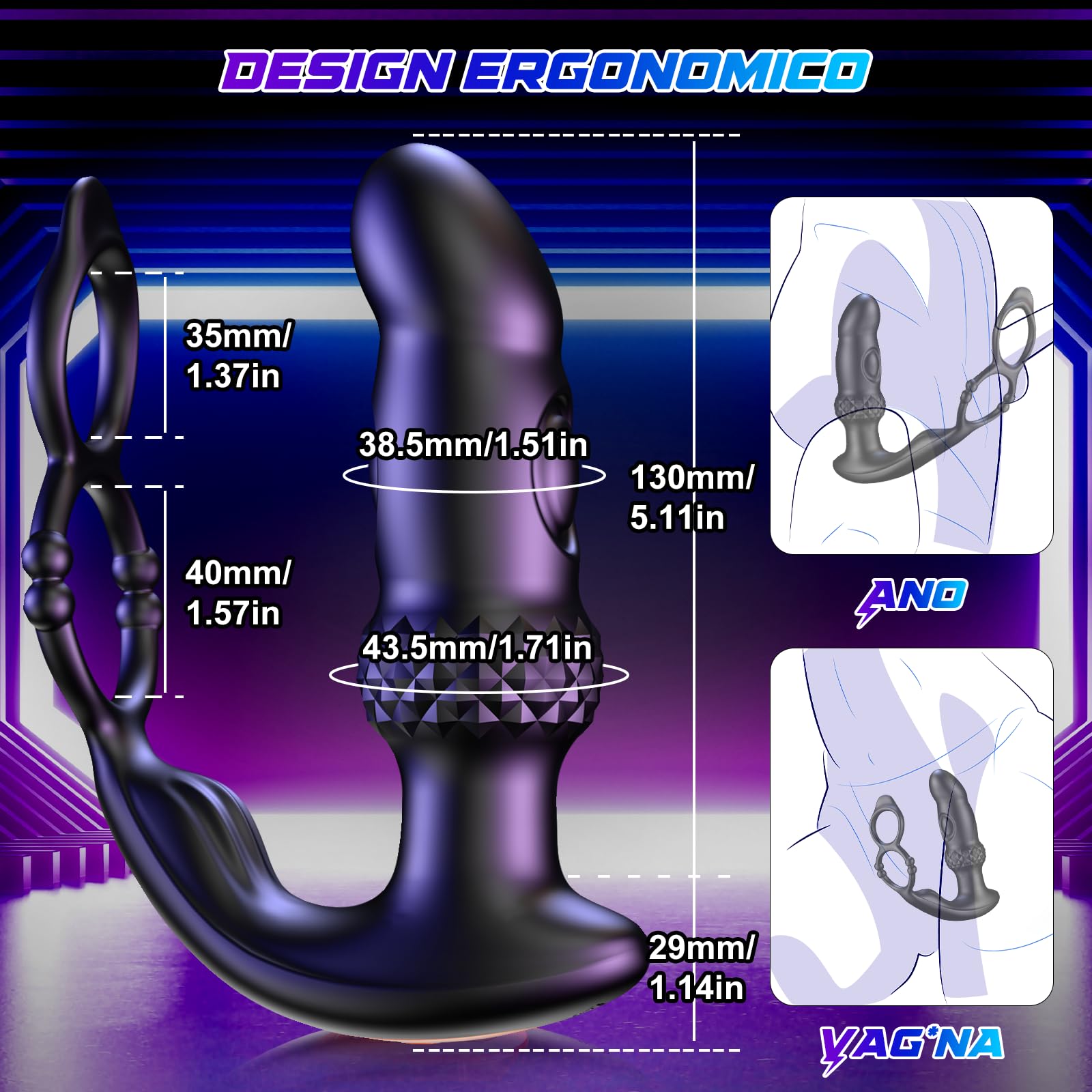 Sex toys Massaggiatori per la Prostata- Vibratoreper Donna Plug Vibratori con Telecomando & Anelli fallici,Dildo Anale con 3 Doppio Picchiettamento &7 Vibrazioni,Plug Anale da Uomo Vibratore per Donna