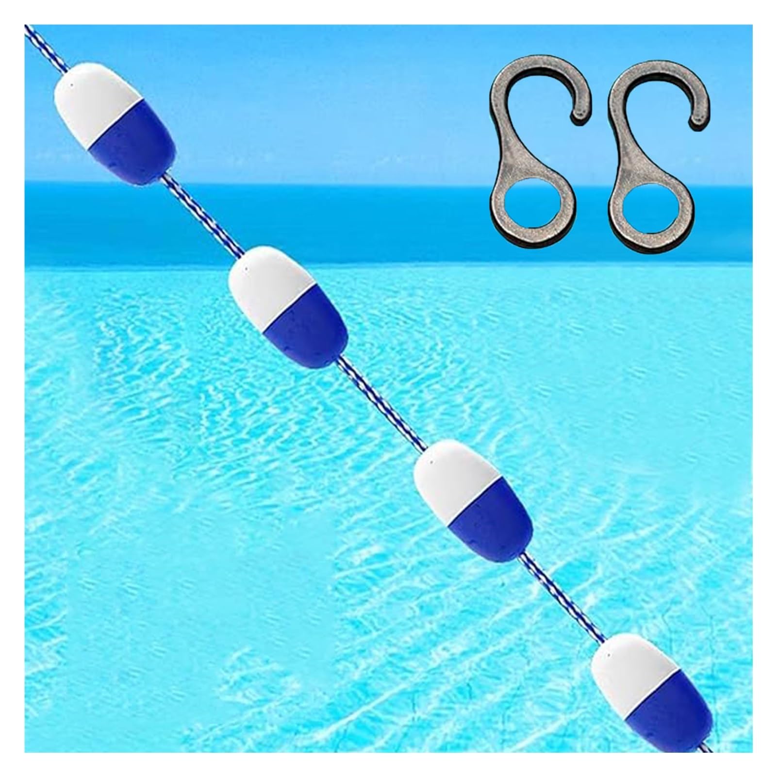 Ligne de séparation de sécurité flottante pour piscine, corde de sécurité anti-vagues de 18 m (59 pi), cordon de séparation pour piscine pour compétitions et événements commerciaux (9 m / 29