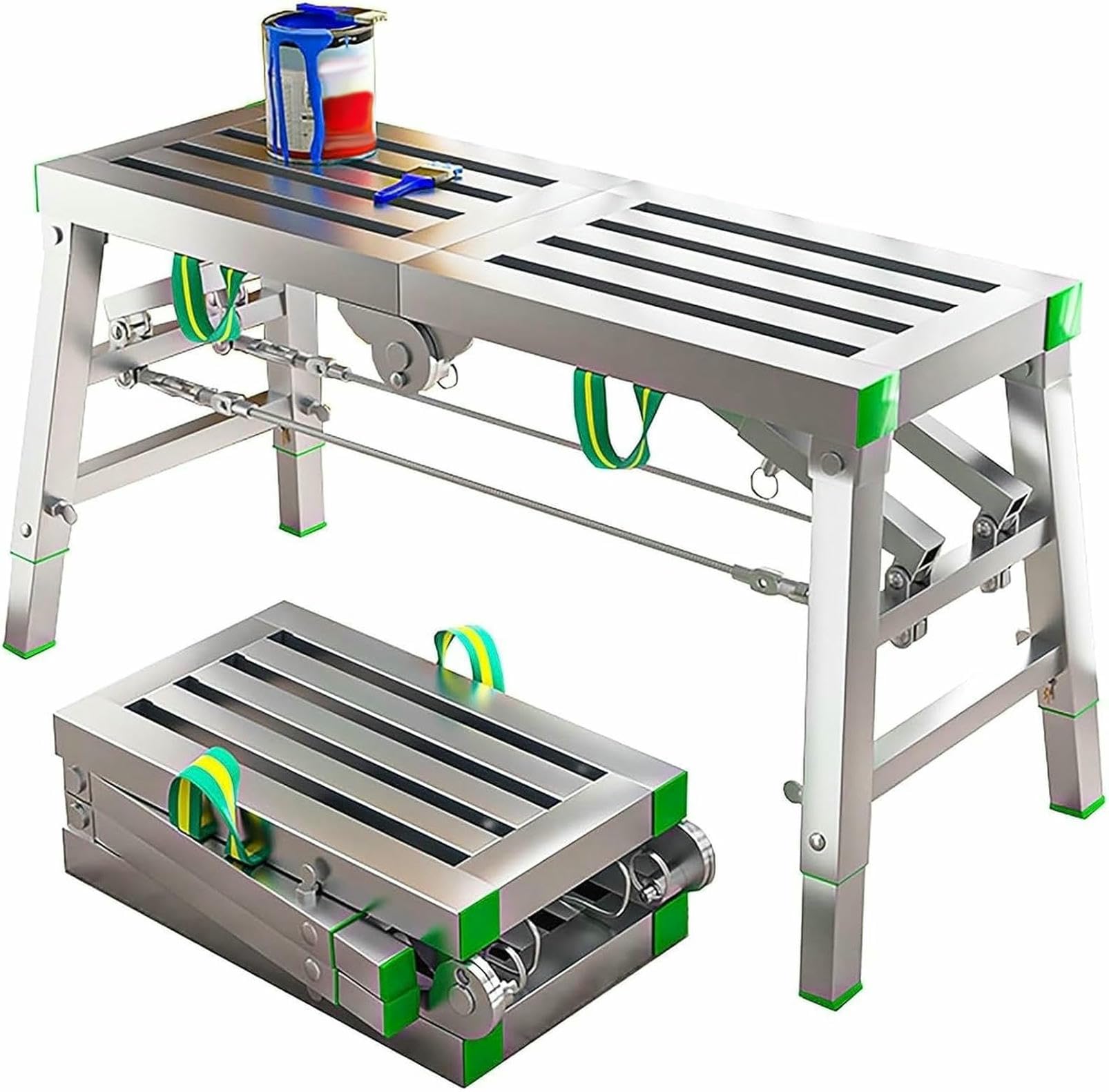 Plate-forme d'échafaudage pliant portable à hauteur ajustable en métal