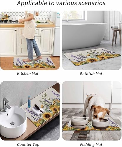 Miniatura 9 de Farm Flowers Bath Mat for Tub,Non Slip Bathroom Floor Runner Rug Quick Dry & Absorbent Diatomaceous Earth Kitchen Room Shower Sink Washable
