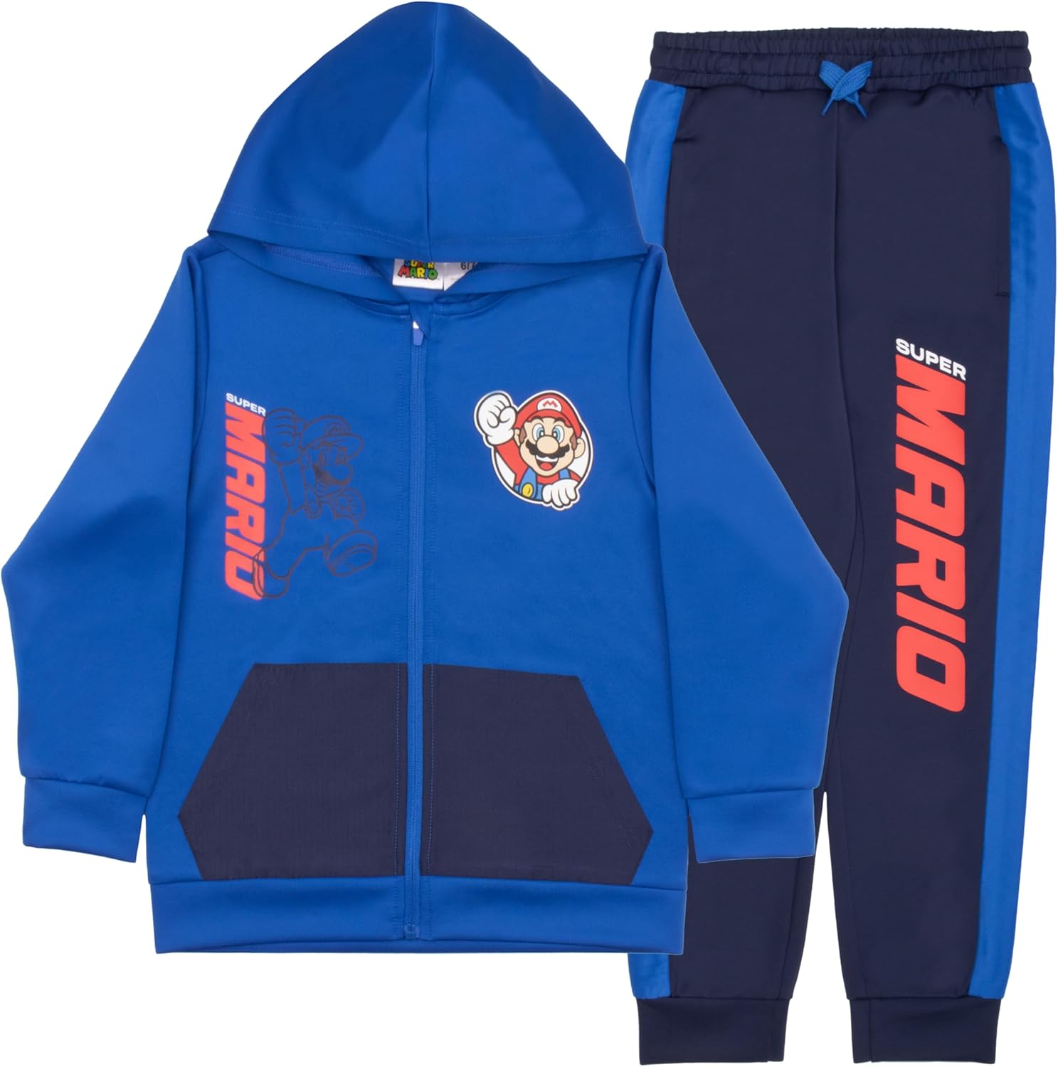 Nintendo Super Mario Boys Hooded Sweatshirt & Sweatpants Active Set, 2 Piece Bundle, Super Mario Outfit for Boys