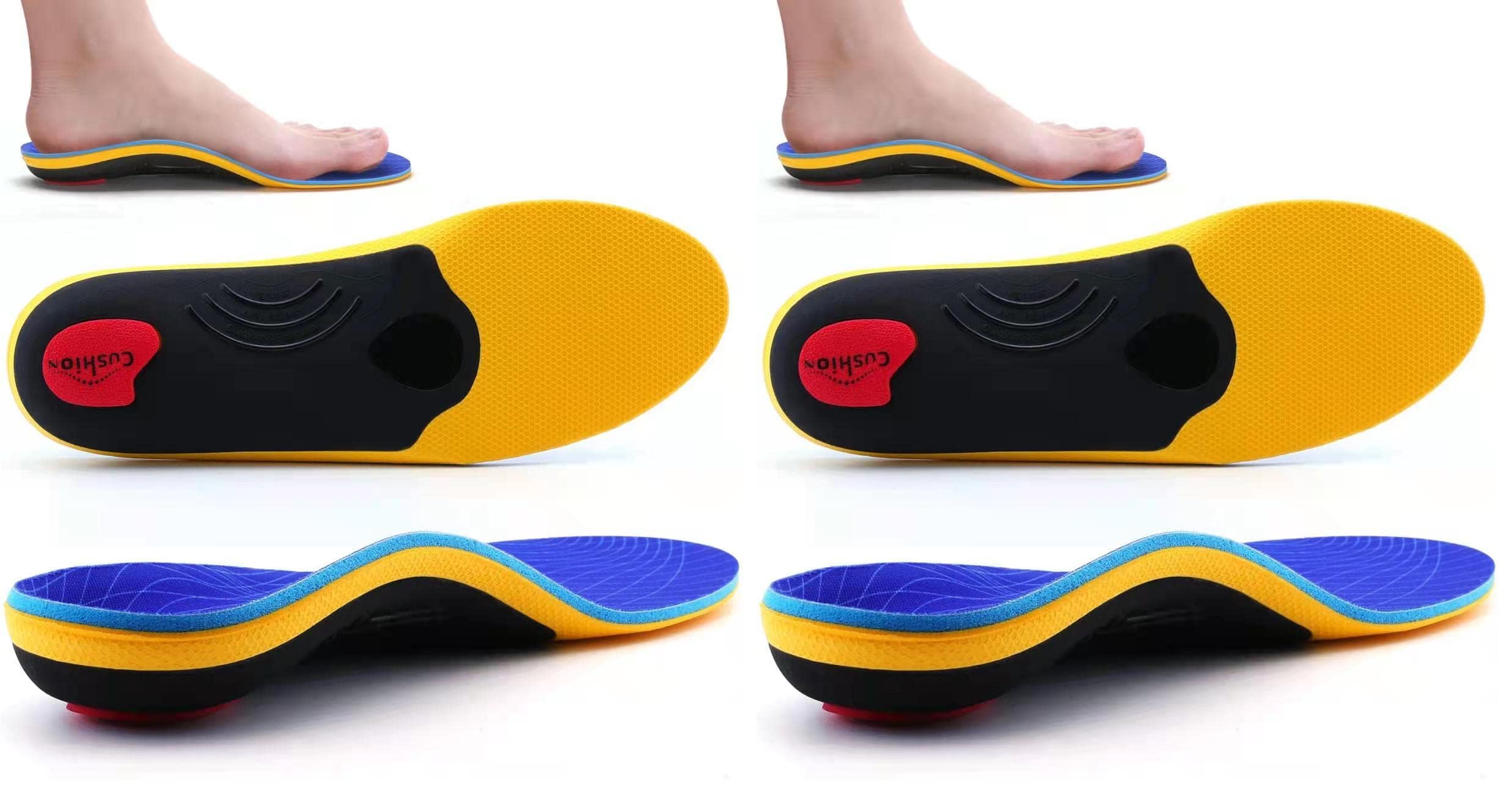 VALSOLE Orthopädische Einlegesohlen, Plantar Fasciitis Hohe Arch Support Schuheinlagen, Für Fersensporn,Plattfuß, Fußschmerz, Komfort Herren & Damen Einlegesohlen