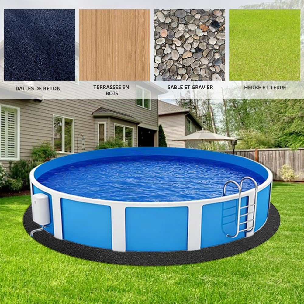 Tapis de Sol Piscine, 2M Tapis de Piscine Rond, Tapis de Sol pour Piscine, Antidérapant et Résistant, Rembourrage sous Piscine, Pliable Bâche de Sol pour Baignoires et Piscines Hors Sol