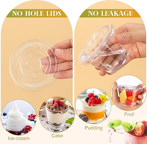 Miniatura 10 de Paquete de 200 vasos desechables de plástico transparente para postre, yogur, parfait y plátano, pudín para mascotas, con 200 espátulas para fiesta