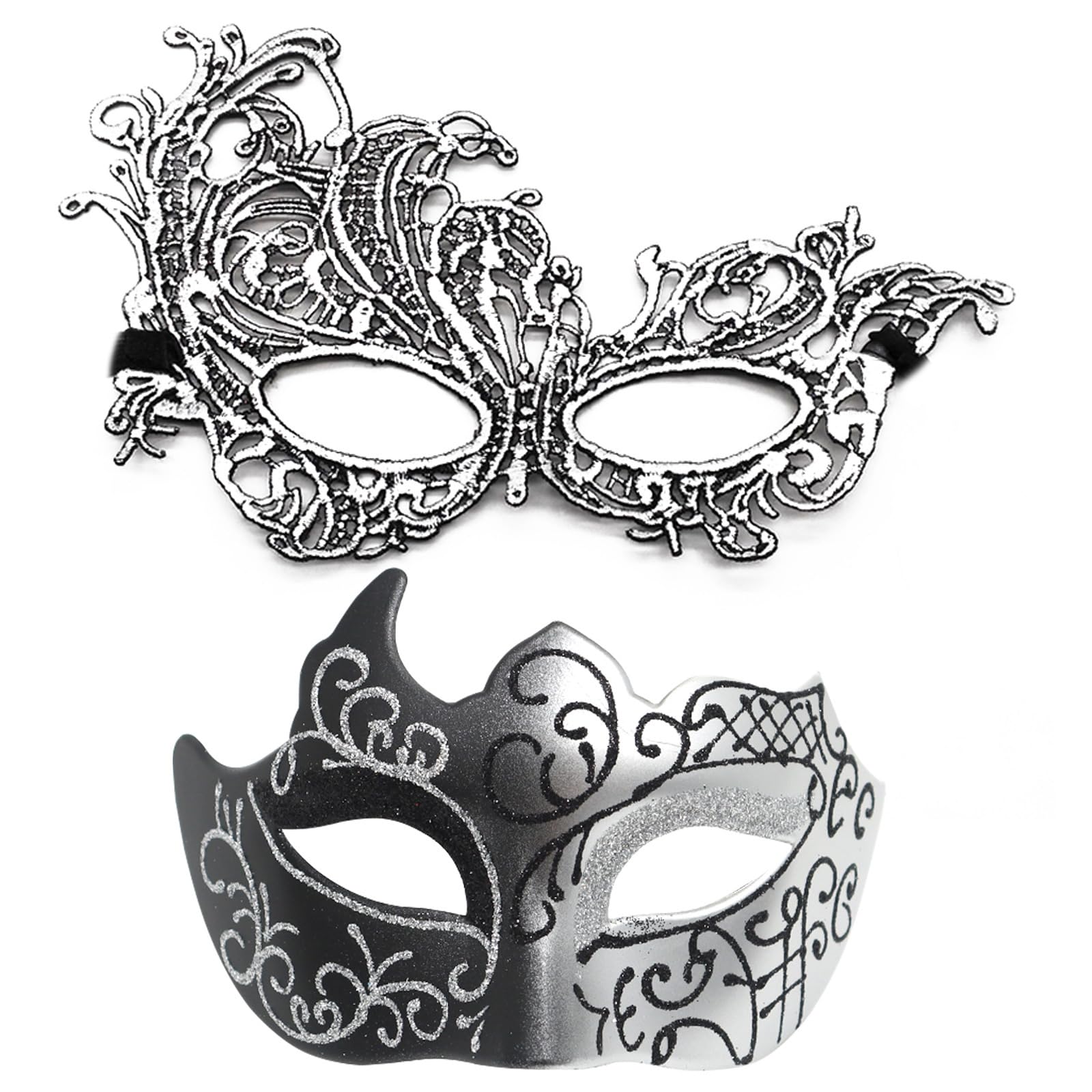 RubyTint 2-Pack Black and Silver Venetian Masquerade Mask for Adults โ image 1