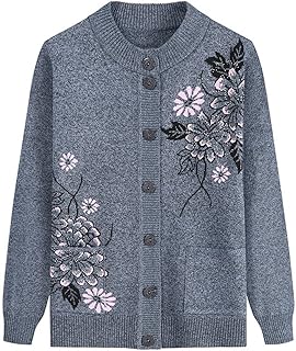 レディース ボタンダウン カーディガン セーター 中年 高齢者 長袖 ポケット付き ニットジャケット