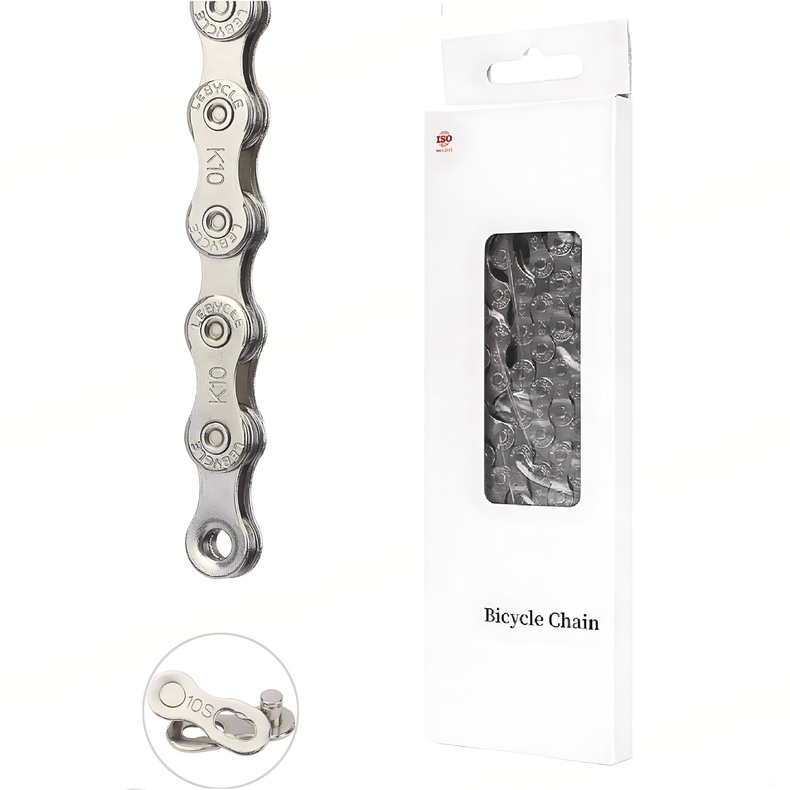 Bike Chain, 10 Speed Bicycle Chain Replacement, 1/2"x11/128" 116 Links MTB Chain for Mountian Racing Cycling, Bicycle Replacement Accessories