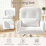 Modern Velvet Vanity Chair, Adjustable Height, 360° Swivel with Caster Wheels, High-Back Office Desk Chair with Soft Armrests and Lumbar Support, for Bedroom Makeup Table and Home Workspace