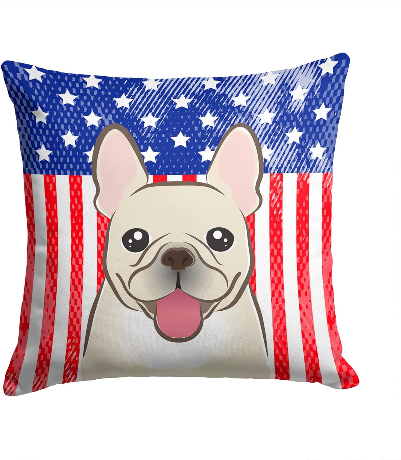 Caroline's Treasures BB2168PW1414 American Flag and French Bulldog Fabric Decorative Pillow Machine Washable, Indoor Outdoor Decorative Pillow for Couch, Bed or Patio, 14Hx14W