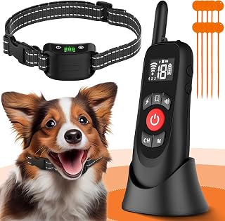 Wireless Dog Fence Collar, Electric Dog Fence & Remote Training Collar, Magnetic Charging Base, Portable Outdoor Wireless for Yards, Adjustable for Small Medium Large Dogs (for 1 Dog)