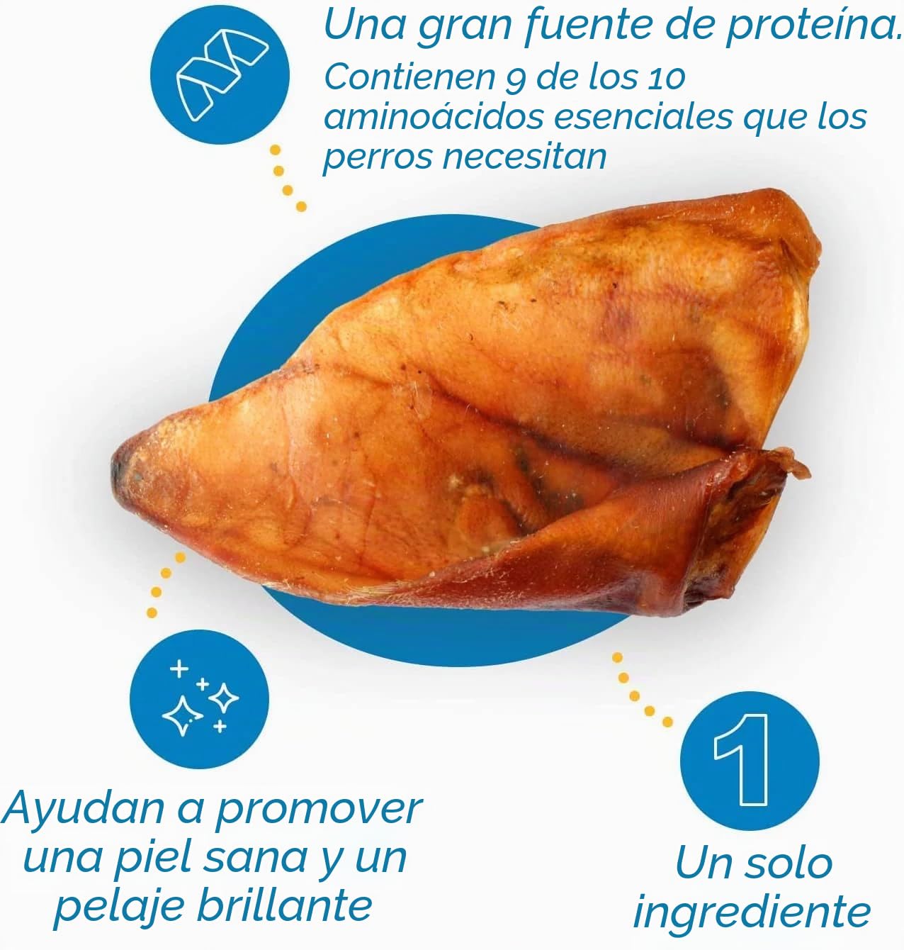 123 Treats - Orejas de Cerdo Enteras para Perros masticables - Orejas de Cerdo 100% Naturales golosinas para Perros (30 Unidades)