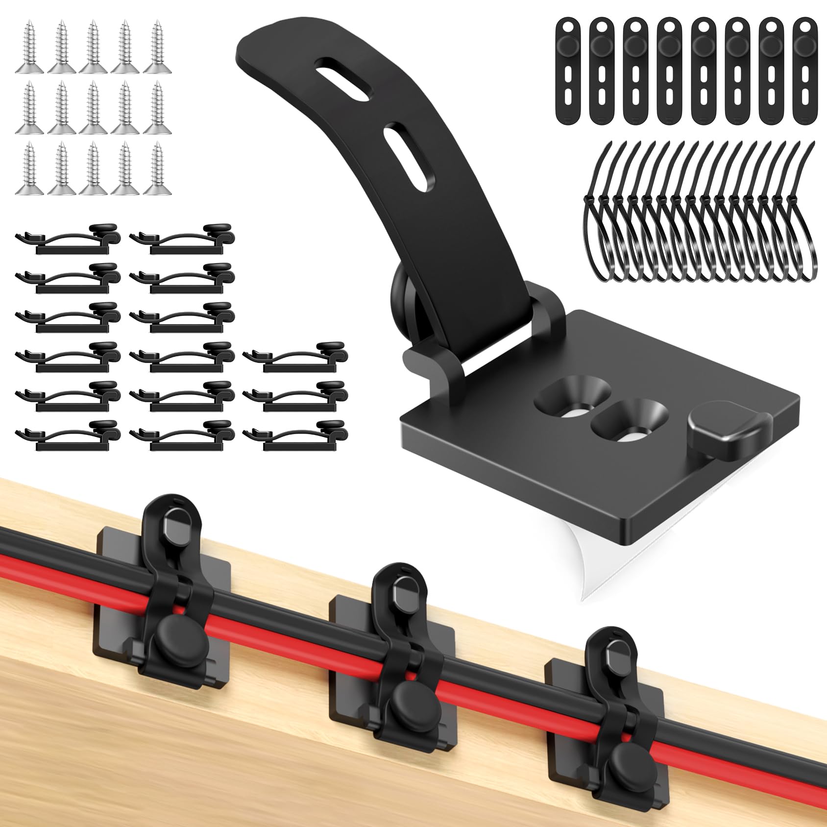 【60%OFF】【632円】 Kanemc 3WAY固定 2段階調節 ケーブルクリップ 15個セット