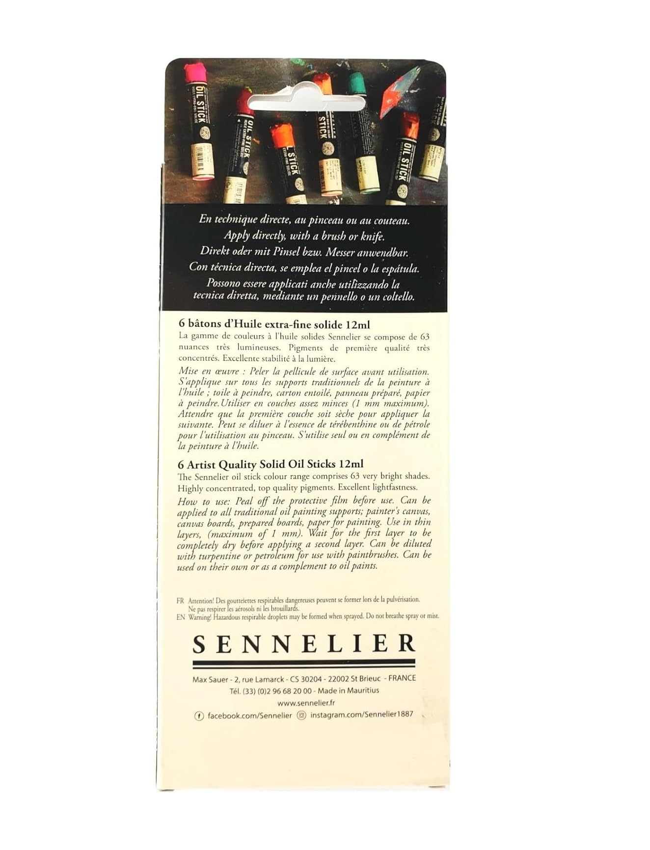 Sennelier Mini Oil Sticks 6 pezzi. Set paesaggio marino e mini pinza