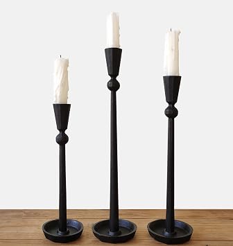 Iron Taper Candle Holder Set 3 - Decorative Candle Stand - Candlestick Holder for Wedding, Dinning, Party Black...