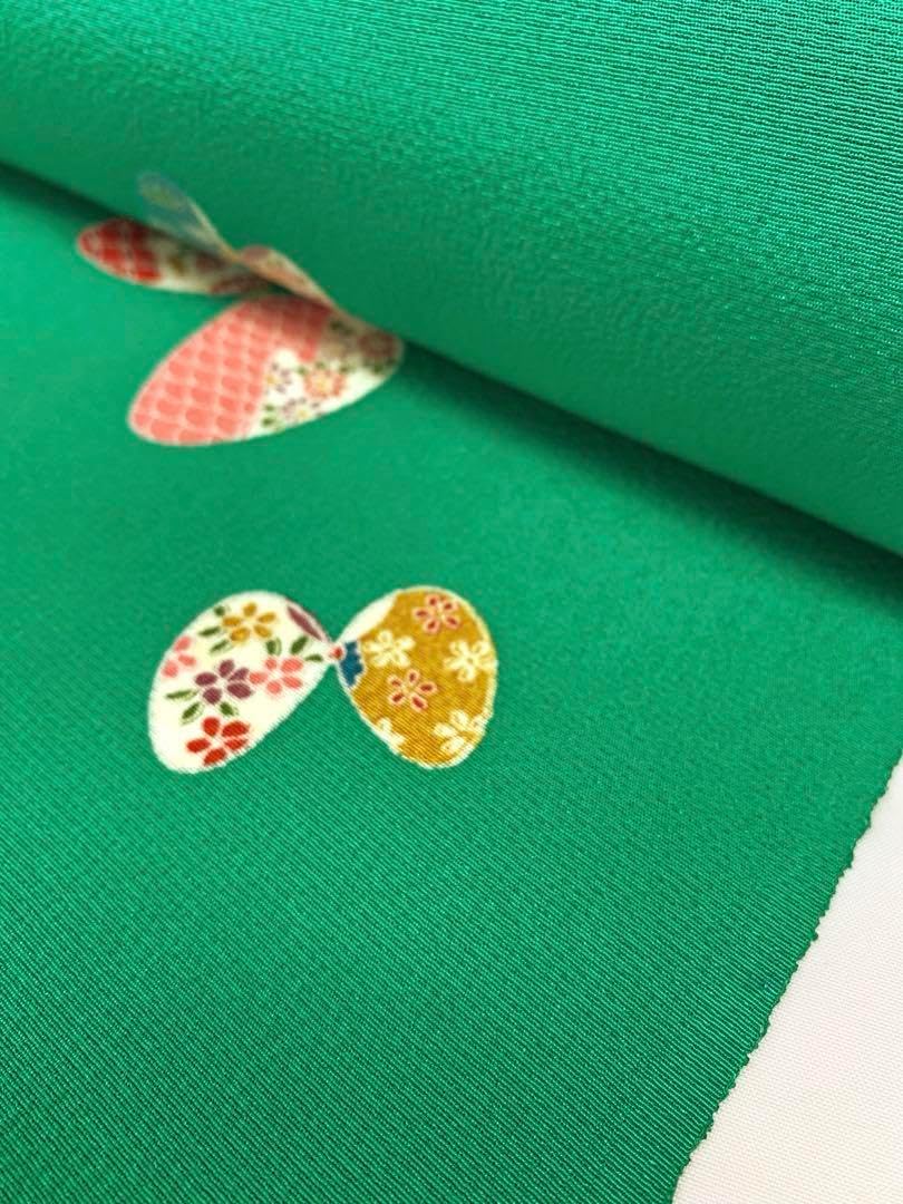 小紋 型友禅 手描 七五三 十三詣り 常磐緑色 正絹 反物 小紋 型友禅 手描 七五三 十三詣り 常磐緑色 正絹 反物 七五三 7歳