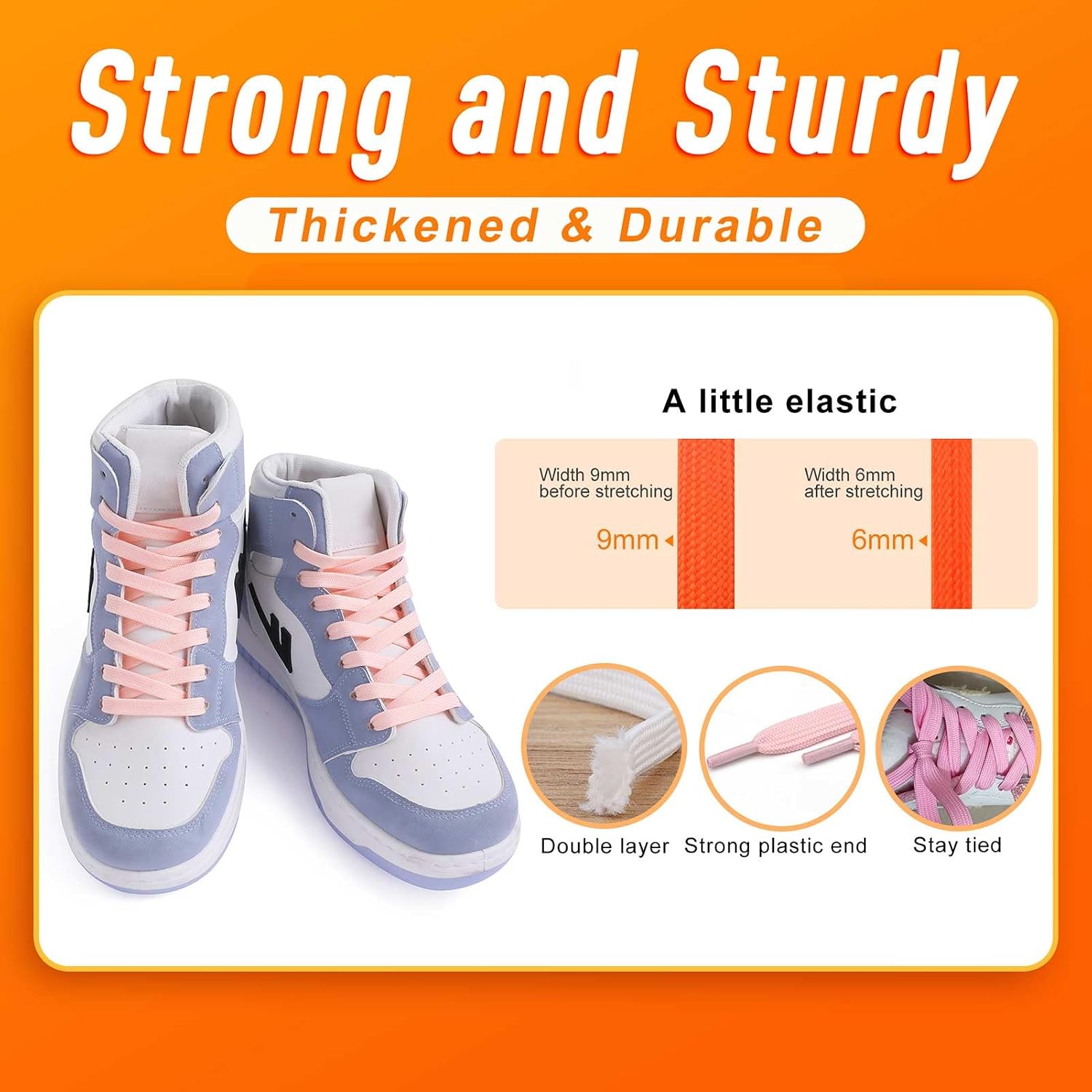 VSUDO Fine Weave Flat Shoe Laces for Sneakers, 5/16" Shoelaces for Sneakers image 3