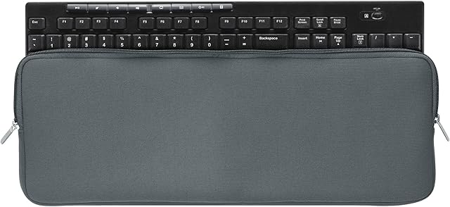 kwmobile Neoprene Pouch Compatible with Logitech MK270 Wireless - Keyboard Protector Dust Cover with Zipper - Grey