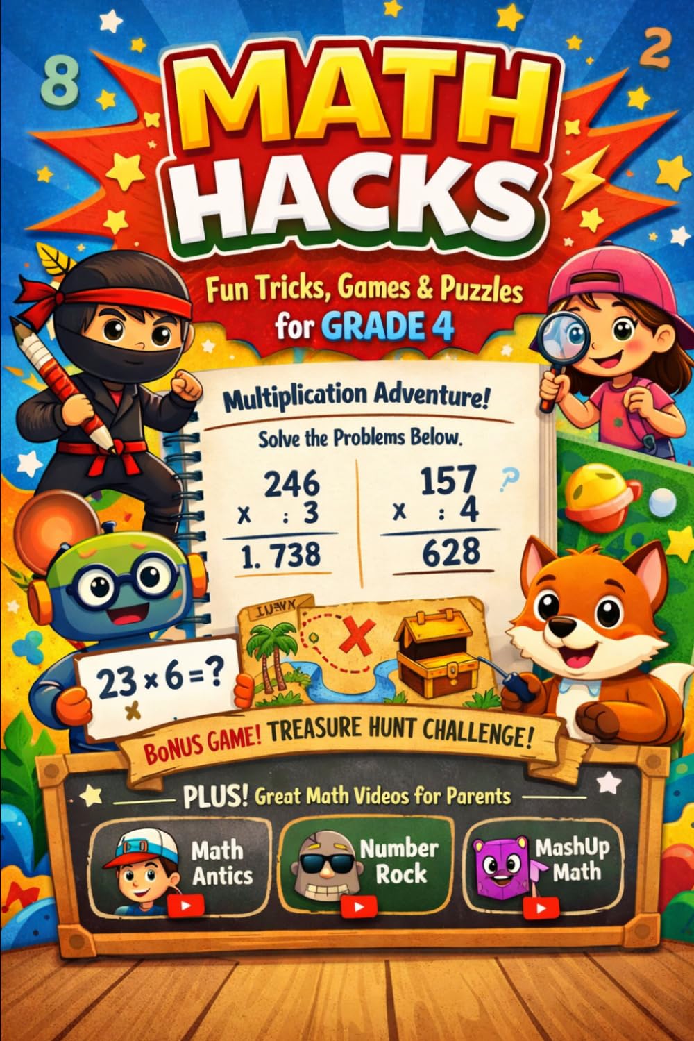 Math Hacks: Fun Tricks, Games & Puzzles for Grade 4