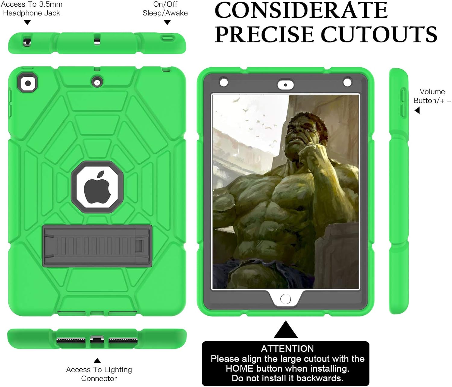 Buу 1 gеt 1 ZoneFoker for iPad 9th Generation Case, for 8th/7th Generation Case 10.2 inch 2021/2020/2019, Heavy Duty Strudy Shockproof 3-Layer Rugged iPad Cover with Stand for Kids Boys(Green+Gray)