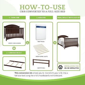 Full-Size Conversion Kit Bed Rails Compatible with Delta Children Cribs