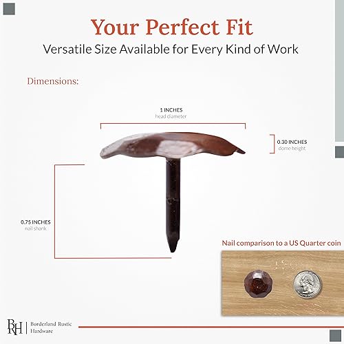 Miniatura 5 de Serie Artisan by Borderland Rustic Hardware  Clavos redondos de 1.0in  Hecho a mano  Sellado oxidado  Pack de 25