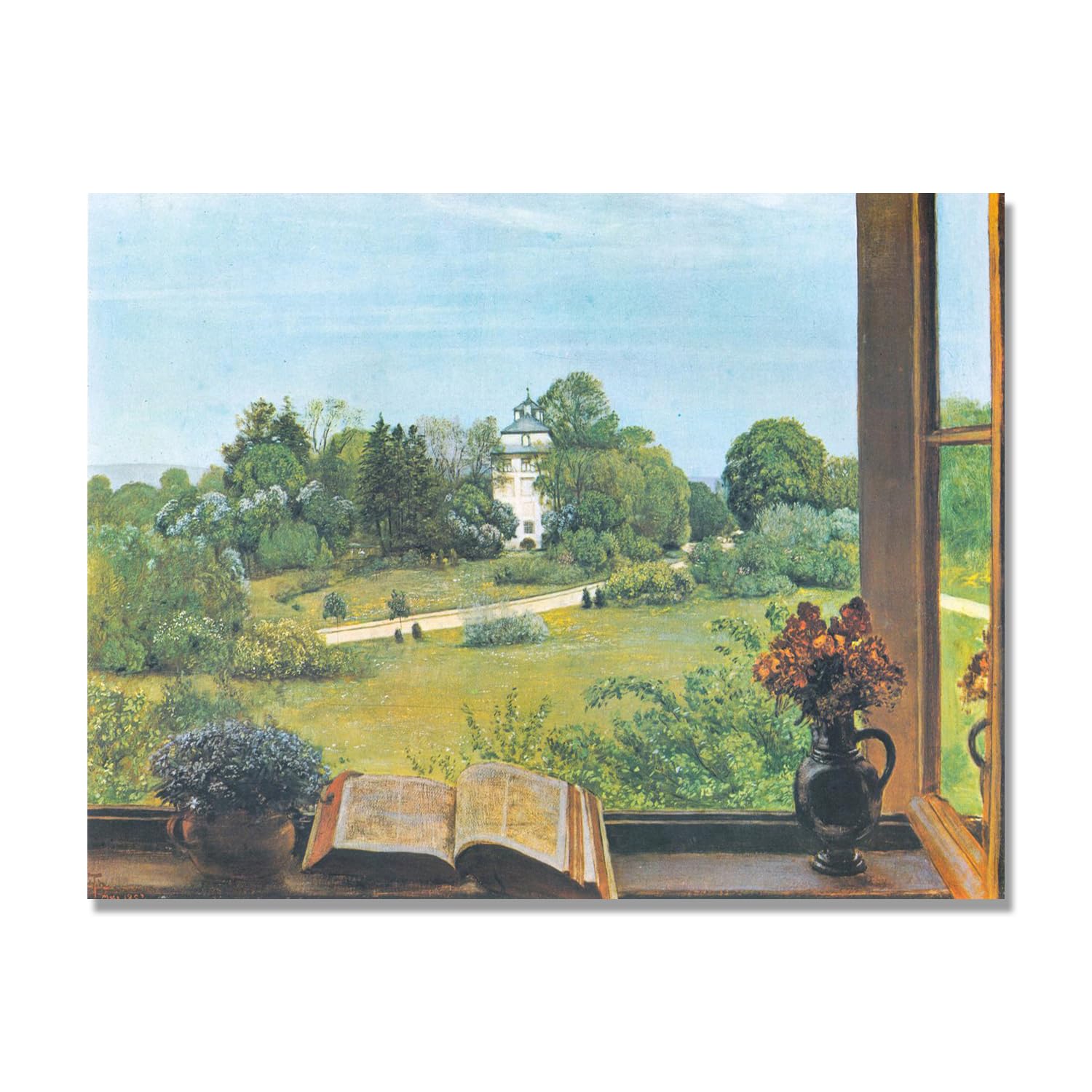 NHLDZYH Hans Thoma Style Canvas Wall Art - (Park Landscape), German Romantic Realism Painting with Symbolic Nature, Rustic Country Home Decor. 40x50cm-15.8x19.7in. Only Canvas