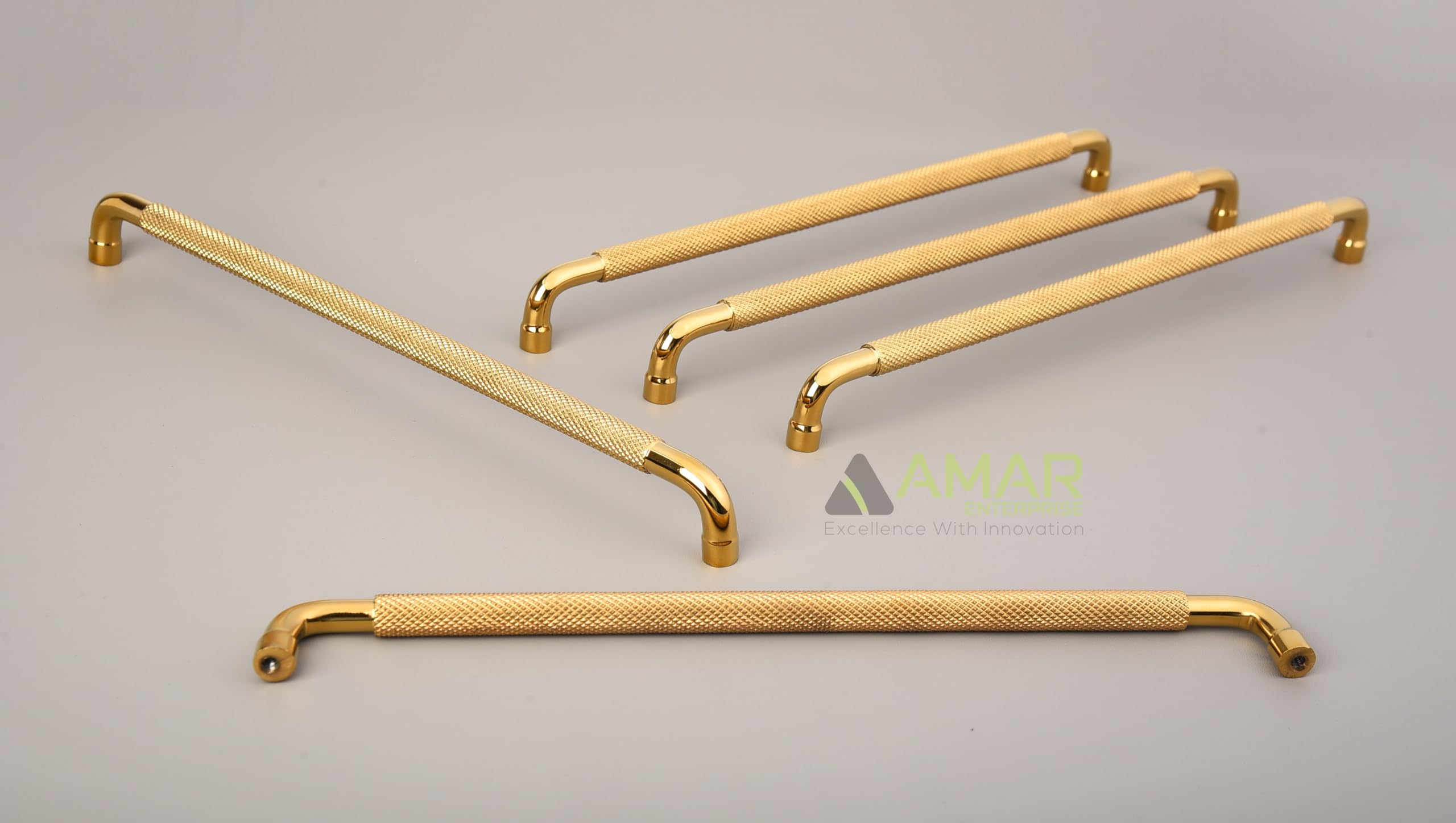 PVD Gold Cabinet Handles - Elegant Knurled Design -7