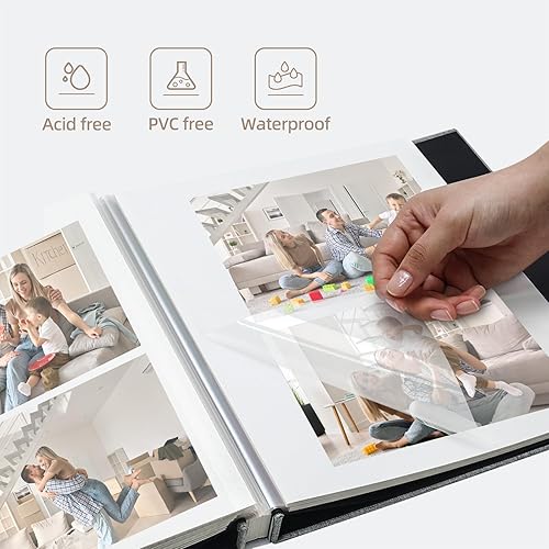 Miniatura 4 de Vienrose - Álbum de fotos autoadhesivo de 3 x 5, 4 x 6, 5 x 7 u 8.5 x 11 pulgadas, álbum de recortes magnético para hacértelo tú mismo, 60 páginas