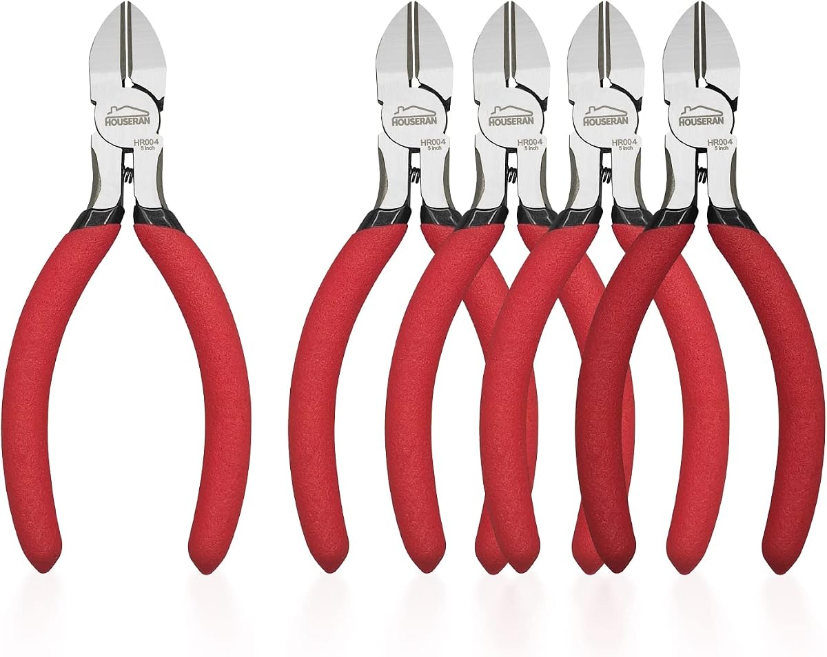 5 inch Wire Cutters, 5 Pack, Diagonal Cutters, Side Wire Snips | Small Diagonal Cutters with Spring Loaded, Diagonal Cutting Pliers for Crafts, Jewelry Making