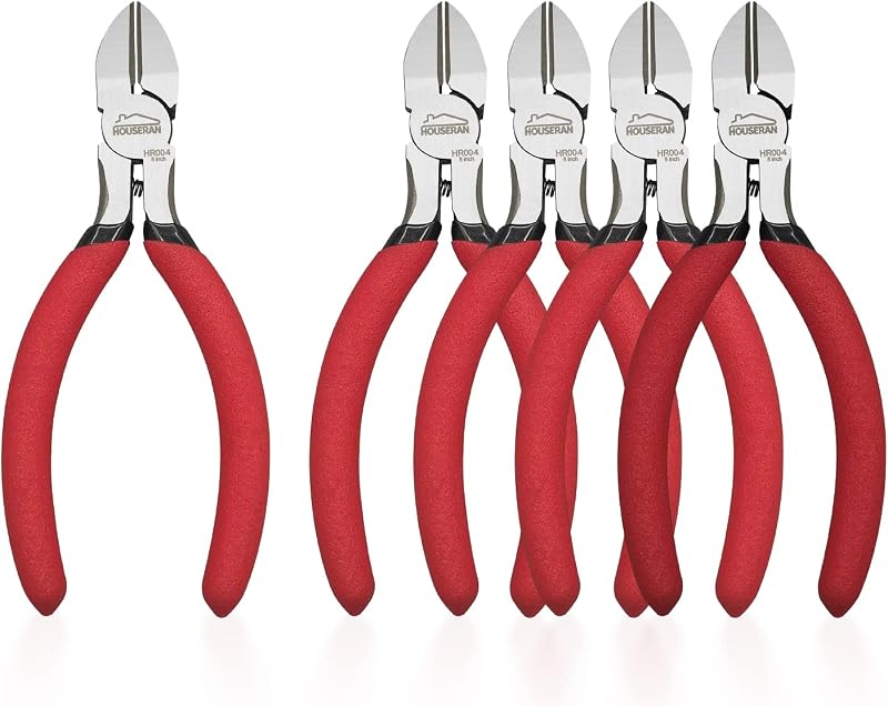 5 inch Wire Cutters, 5 Pack, Diagonal Cutters, Side Wire Snips | Small Diagonal Cutters with Spring Loaded, Diagonal Cutting Pliers for Crafts, Jewelry Making