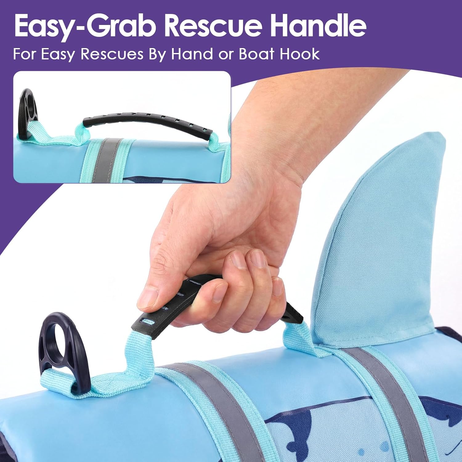 Bess Bridal Dog Life Jacket - Shark Life Vest for Swimming Boating - Reflective Lifejacket Swimsuit for Small Medium Large Dogs - High Buoyancy Lifesaver Preserver with Rescue Handle, Green Dolphin XL