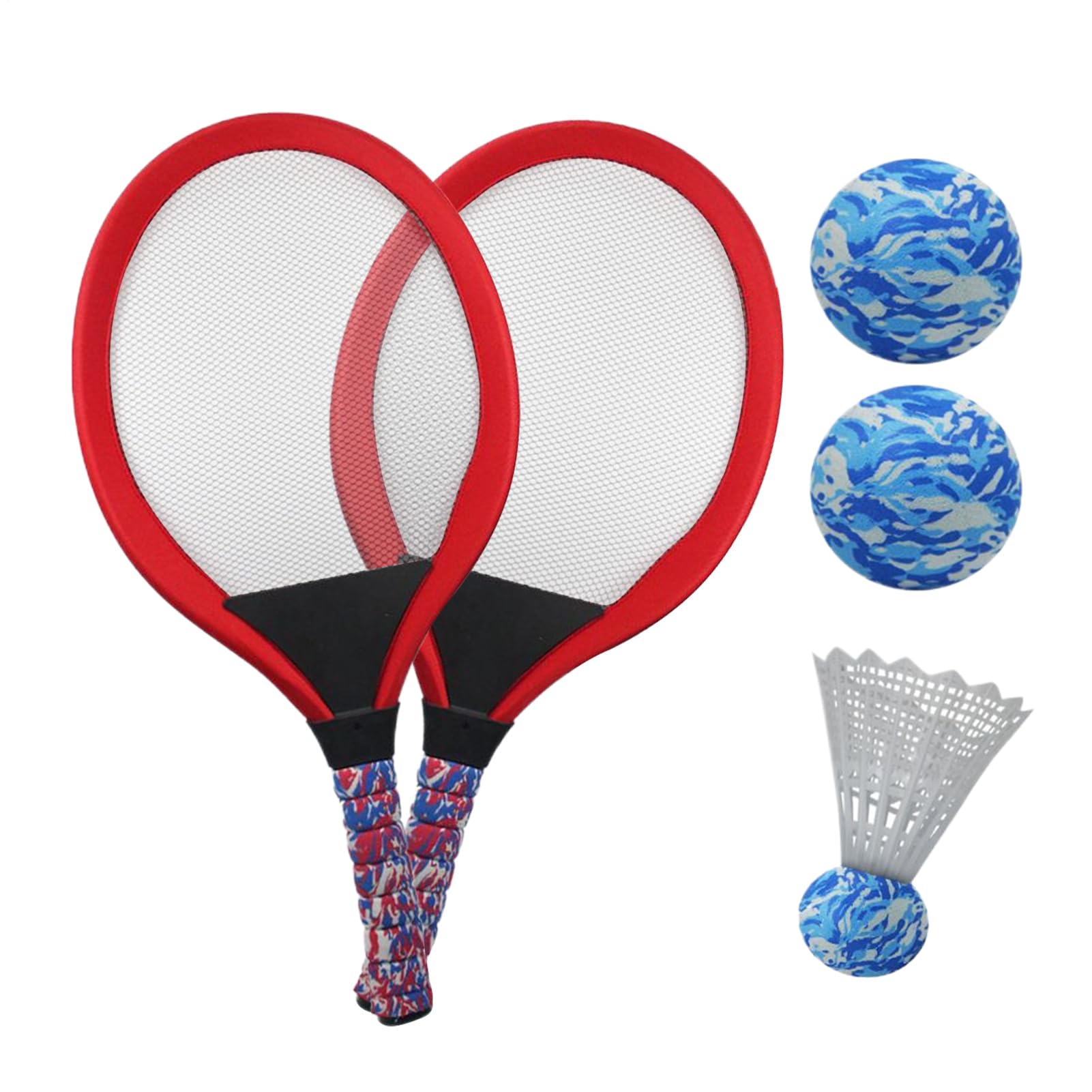 子供用テニスラケット - 1ペアインタラクティブセット、屋外初心者バドミントンとテニスラケット、シャトルコック付き |学校、幼稚園、裏庭、公園、ビーチ、家族のアクティビティ、教育に最適です。