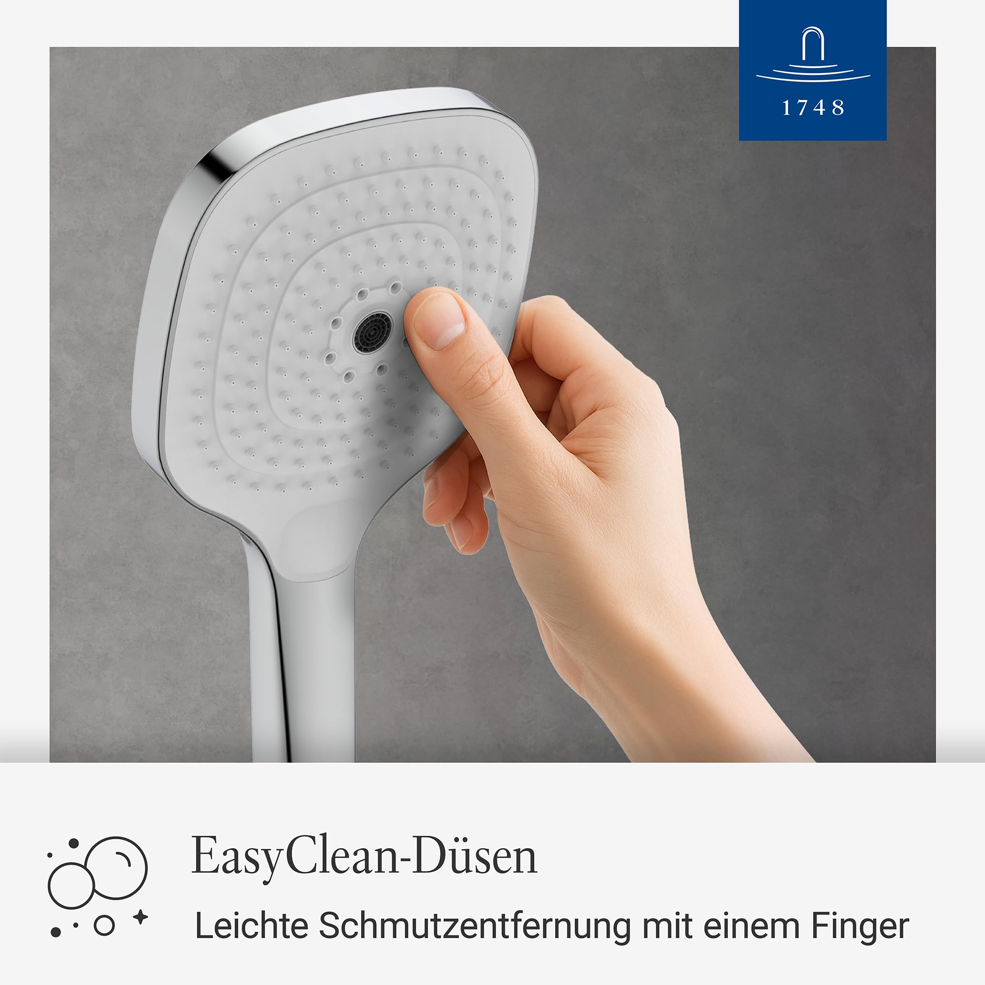 Villeroy & Boch Elody Duschsystem, Komplettset mit Thermostat – Chrom | Regendusche, Handbrause mit 3 Strahlarten, wassersparend, TVS13000100061