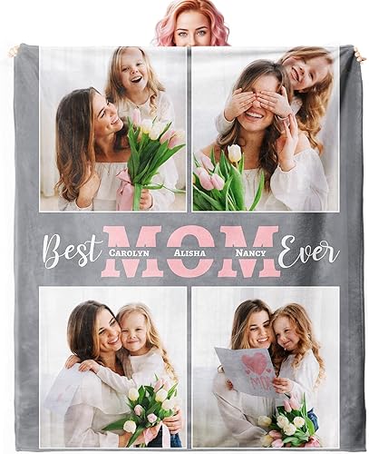 Manta personalizada con fotos para mamá, manta personalizada con foto, regalos para mamá de hija e hijo, mantas personalizadas con imágenes para el