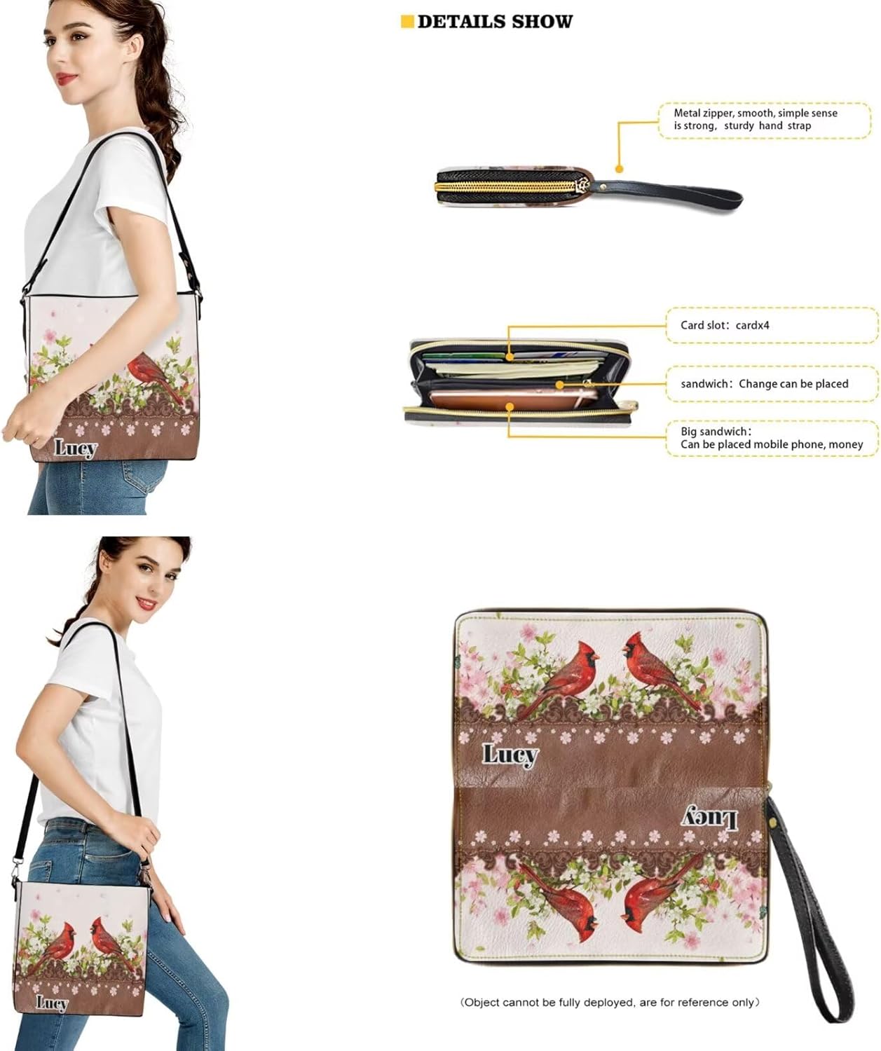 Lotusorchid Customized Bucket Purse and Wallet Set Crossbody Handbag Satchel Bag with Leather Wallet for Women Lady