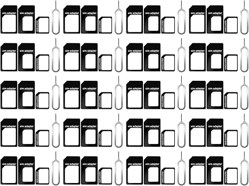 Miniatura 8 de Paquete de 10 adaptadores de tarjeta SIM, kit de convertidor nano micro estándar 4 en 1 con bandeja SIM de acero, pin de expulsión 1, color negro