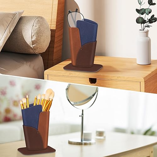 Miniatura 6 de Fintie Soporte para lentes funda de cuero vegano antiarañazos para escritorio o mesita de noche, Marrón oscuro