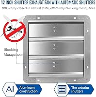 Vista 3 de Simple Deluxe Ventilador de escape de obturador variable de 12 pulgadas de aluminio con controlador de velocidad y kit de cable de alimentación