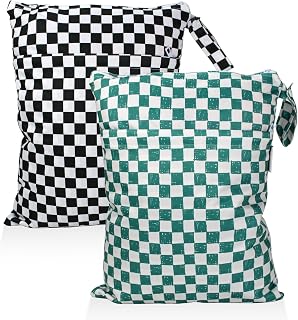Mama Koala Waterproof Wet Dry Bags for Baby Items, Cloth Diapers, Swimsuits, Travel, Gym Clothes, Beach, Pump Parts, Toiletries, Two Zippered Pockets, 2 Pack (W021)