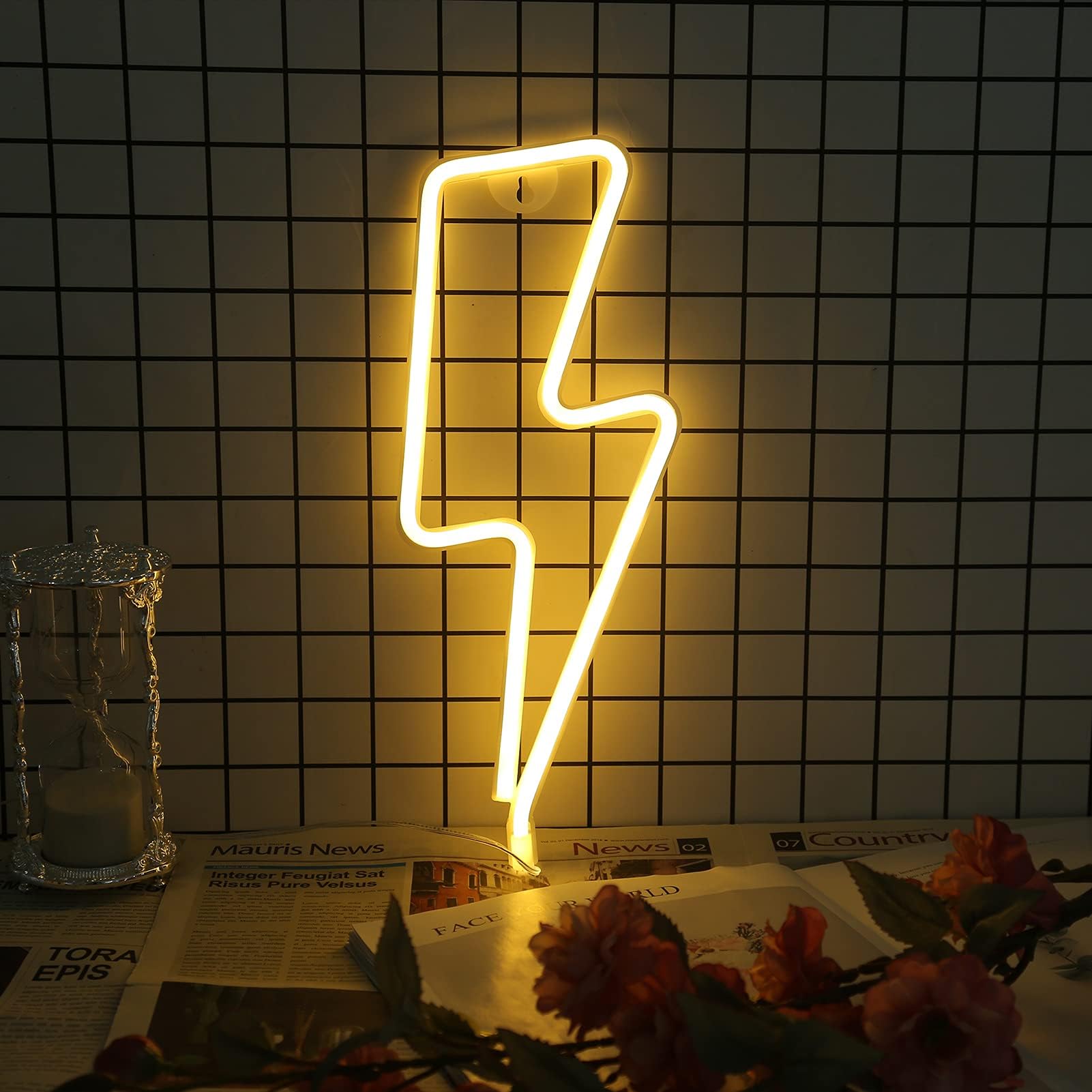 BeauentyLED Lightning Bolt Neon Sign Decor Light (Warm White Lightning)