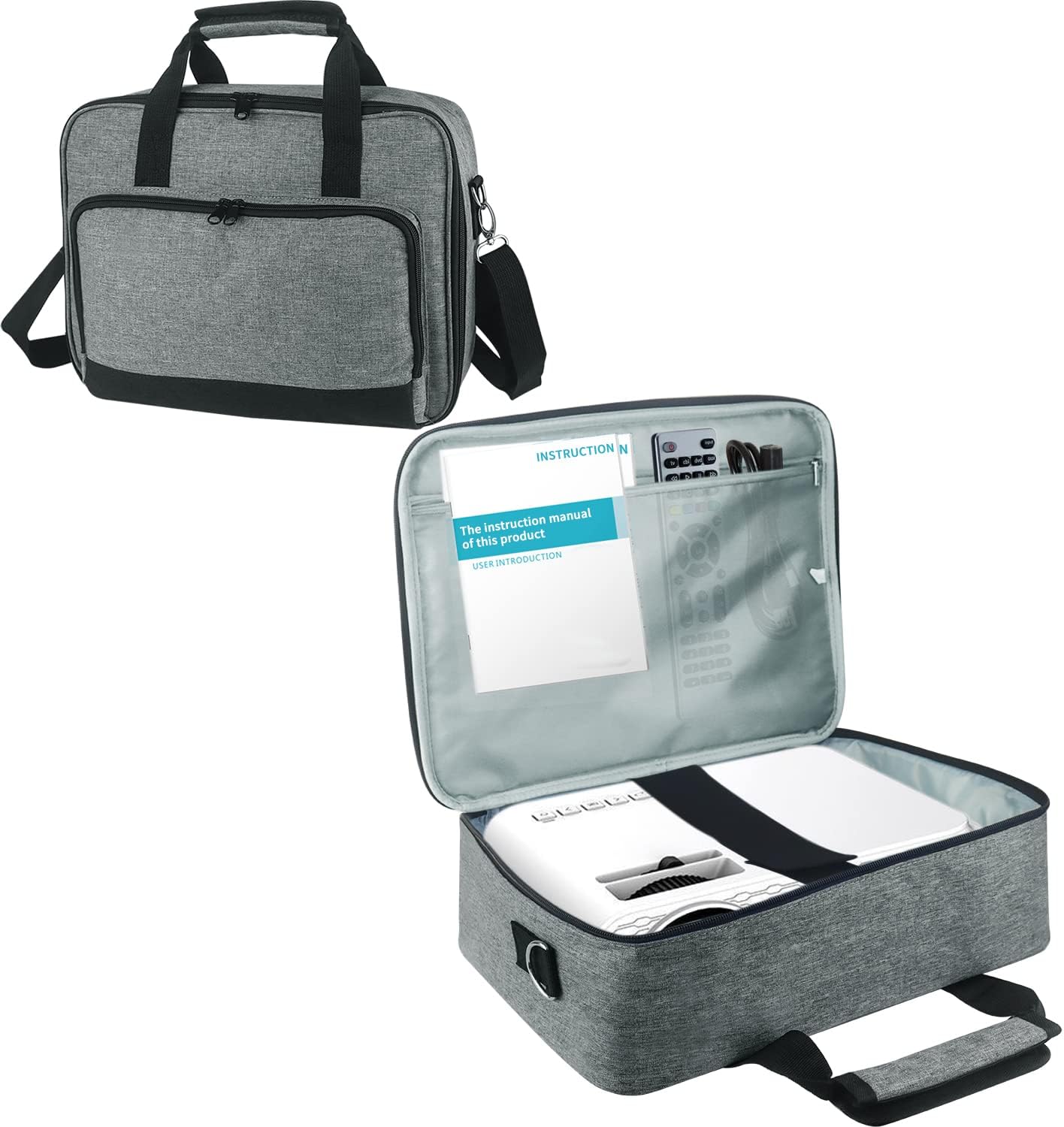 - Boczif Projector Case, Portable Storage Travel Case with Laptop Compartment & Adjustable Shoulder Strap for Mini Projector and Accessories