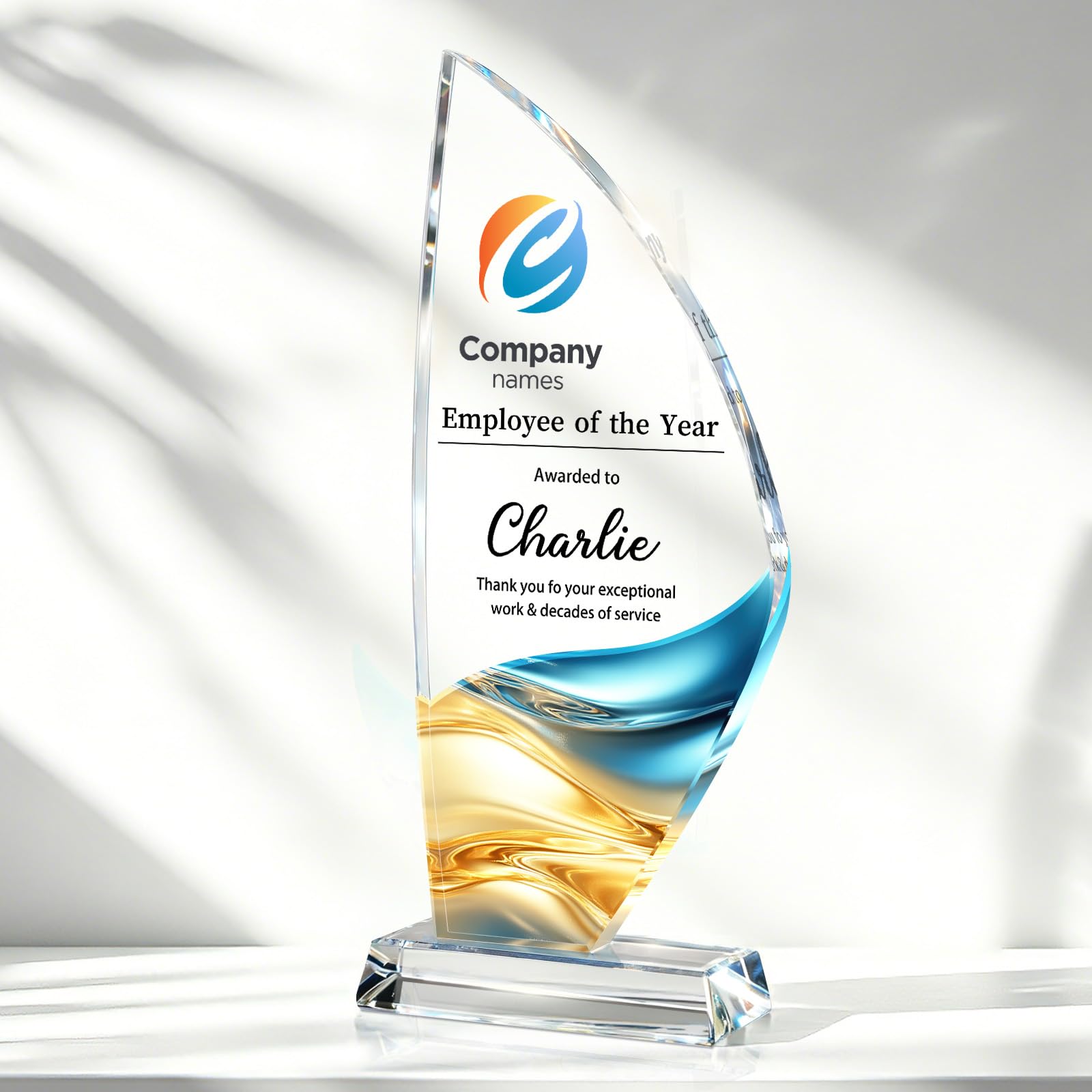 Personalized Crystal Trophy Award, Custom Awards and Trophies with Logo Photo Text, Teacher &amp; Employee Appreciation Gifts, Custom Plaque for Boss Coworker Teacher, Trophy Bulk